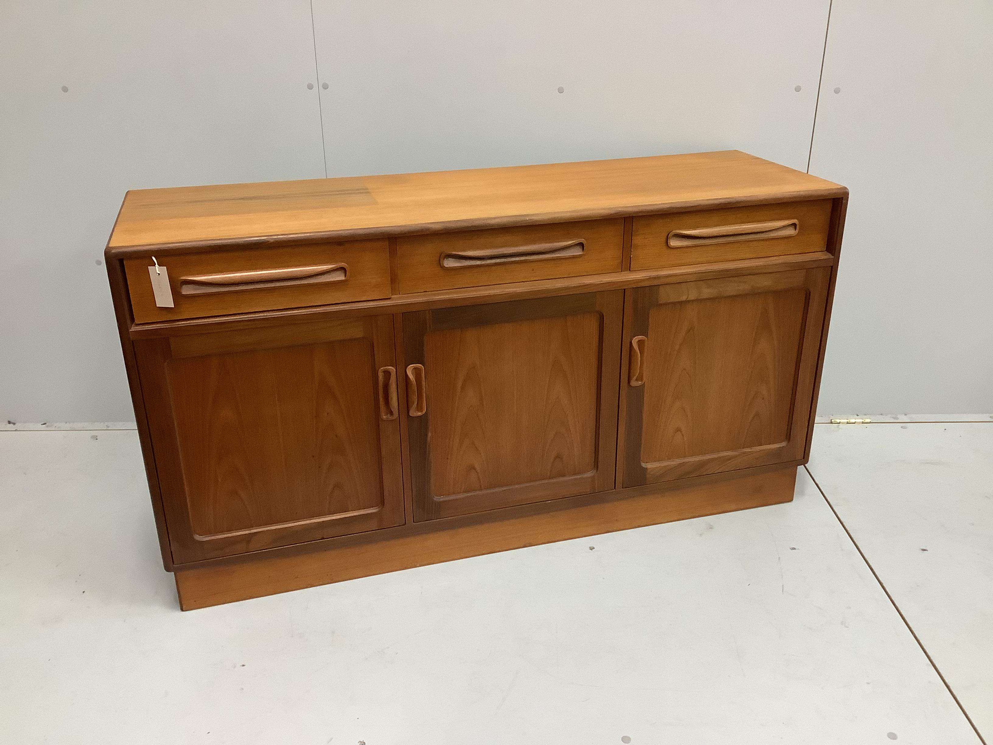 A mid century G-Plan Fresco sideboard, width 142cm, depth 44cm, height 76cm